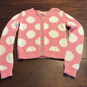 Matilda, Jane, pink and white polkadot button up sweater Size 10